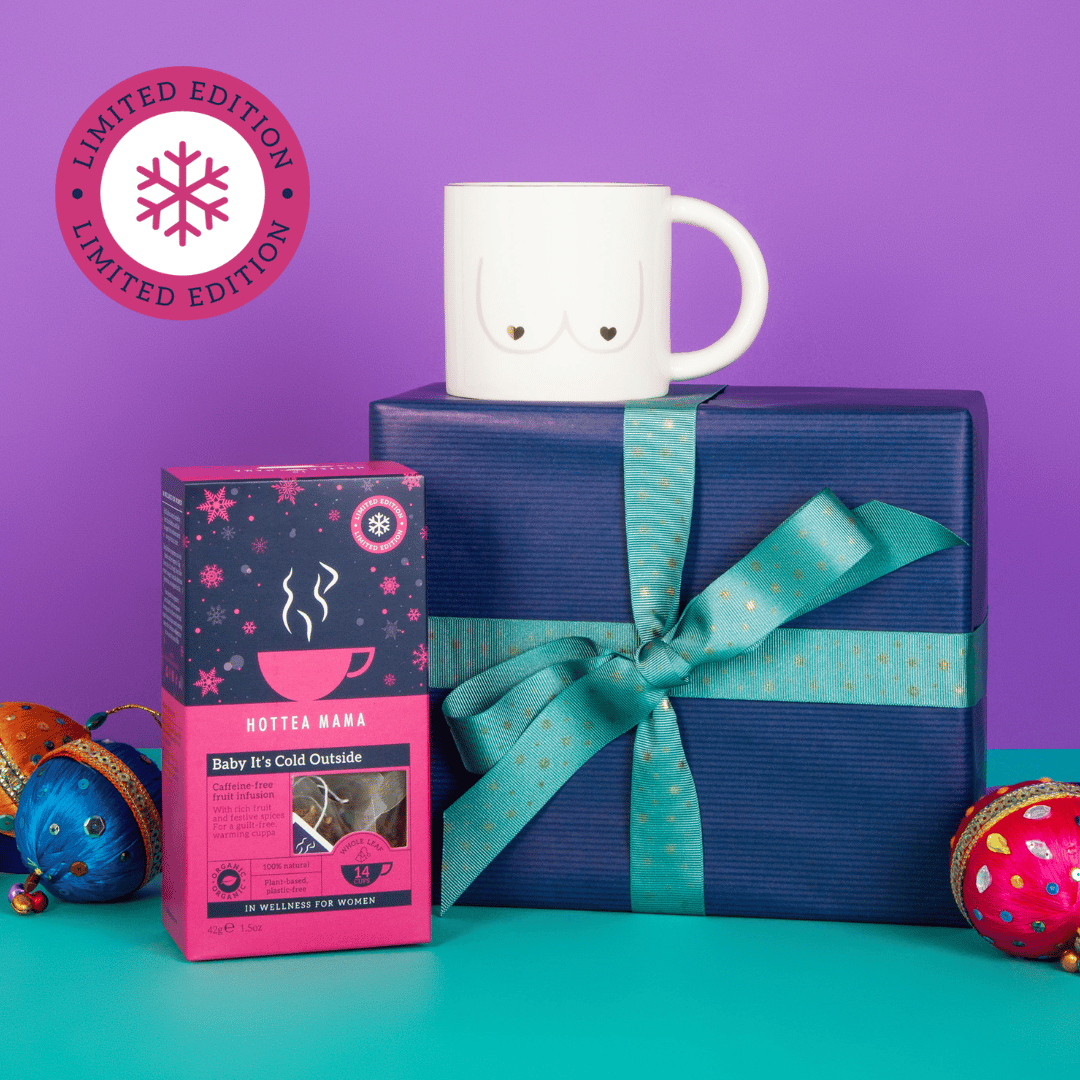 HotTea Mama Baby It's Cold Outside tea, and Sass & Belle gift set. Pregnancy, menopause, caffeine free, friendly